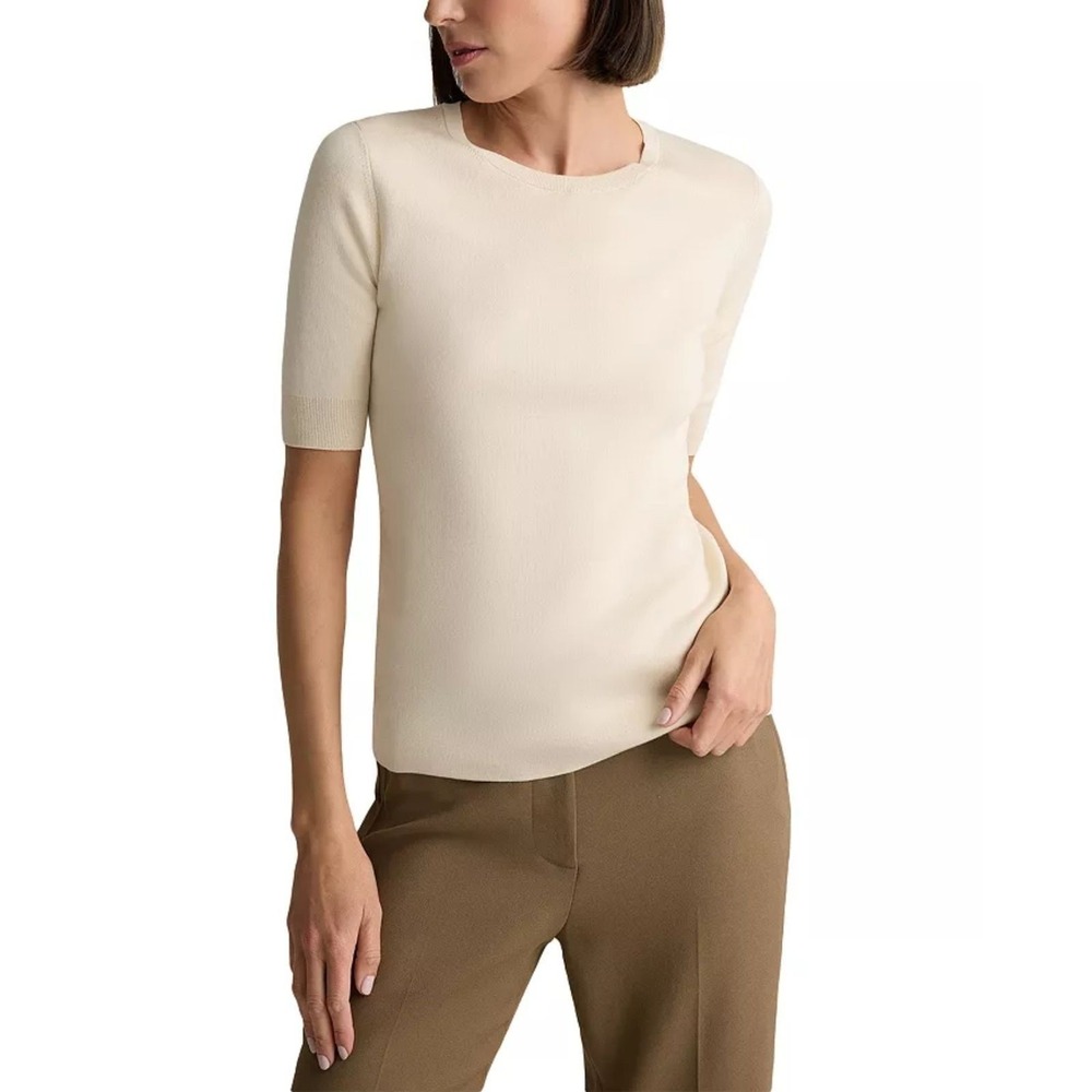 St. John 2026 Luxury Silk Cotton Ecru Sweater, Size 12/14, BNWT, Retail $695 - Picture 4 of 11